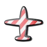 Opaque Acrylic Cabochons, Plane, Stripe Pattern, Red, 28.5x30x1.7mm(OACR-R259-01A)