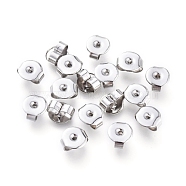304 Stainless Steel Ear Nuts, Friction Earring Backs for Stud Earrings, 5.5x6x3mm, Hole: 0.8mm(STAS-E019-2A)