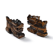 Natural Tiger Eye Carved Healing Dragon Figurines, Reiki Energy Stone Display Decorations, 52~55x18x37.5mm(DJEW-F025-02B)