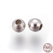 Rhodium Plated 925 Sterling Silver Stopper Beads, with Silicone inside, Platinum, 3.5x3mm, Hole: 0.5mm(STER-E062-07P)