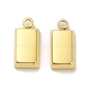304 Stainless Steel Charms, Rectangle Charms, Real 14K Gold Plated, 13x6.5x3mm, Hole: 1.6mm(STAS-L022-135G)