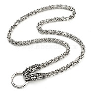 304 Stainless Steel Byzantine Chain Necklaces with 316L Surgical Stainless Steel Dragon Clasps, Antique Silver & Stainless Steel Color, 28.23 inch(71.7cm)(NJEW-D046-07AS)