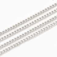 Soldered, Faceted Brass Curb Chains, Diamond Cut Chains, with Spool, Real Platinum Plated, 2x1.4x0.4mm, about 98.42 Feet(30m)/roll(CHC-S003-09P)