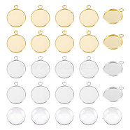 DIY Flat Round Blank Pendant Making Kit, Including 304 Stainless Steel Pendant Cabochon Settings, Glass Cabochons, Mixed Color, 56Pcs/box(DIY-UN0004-82)