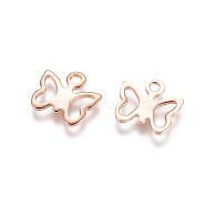 304 Stainless Steel Charms, Butterfly, Rose Gold, 9x10x1mm, Hole: 1.4mm(STAS-E484-18RG)