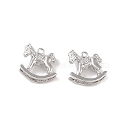 Brass Charms, Horse, Real Platinum Plated, 12.5x14x6.8mm, Hole: 1.4mm(KK-Q816-30P)