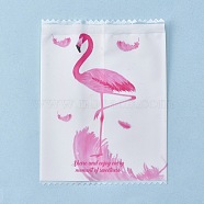 Plastic Bags, with Words & Flamingo Pattern Printed, Pastry Candy Bags for Cookie, Wedding Party, Gift Giving, Pink, 9.2x6.9x0.02cm(PE-K001-01)