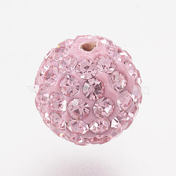 Czech Rhinestone Beads, PP8(1.4~1.5mm), Pave Disco Ball Beads, Polymer Clay, Round, 223_Light Rose, 6mm, Hole: 1.5mm, 45~50pcs rhinestones/ball(RB-F022-PP8-6mm-TB09)