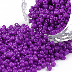 Baking Paint Glass Seed Beads, Medium Orchid, 12/0, 1.5~2mm, Hole: 0.5~1mm, about 3333pcs/50g, 50g/bag, 18bags/2pounds(SEED-US0003-2mm-K13)
