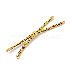 Nylon Cord Silder Bracelets, for Connector Charm Bracelet Making, with Rack Plating Golden Brass Findings, Long-Lasting Plated, Cadmium Free & Lead Free, Yellow, 8-5/8~9 inch(22~22.8cm), 0.3cm, Hole: 2.6mm(MAK-C003-03G-03)