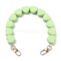 Heart Shape Resin Beads Bag Strap, with Golden Alloy Swivel Clasps, for Bag Straps Replacement Accessories, Pale Green, 13.91 inch(35.5cm)(FIND-H210-03A)
