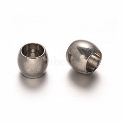 Barrel 201 Stainless Steel Beads, Large Hole Beads, Stainless Steel Color, 12x9mm, Hole: 7mm(STAS-D111-61)