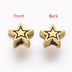 Tibetan Style Alloy Beads, Cadmium Free & Lead Free, Star, Antique Golden, 6x6x3mm, Hole: 1mm(X-TIBEB-01-AG-RS)