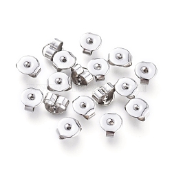 Tarnish Resistant 304 Stainless Steel Ear Nuts, Friction Earring Backs for Stud Earrings, 5.5x6x3mm, Hole: 0.8mm(STAS-E019-2A)