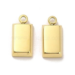 304 Stainless Steel Charms, Rectangle Charms, Real 14K Gold Plated, 13x6.5x3mm, Hole: 1.6mm(STAS-L022-135G)