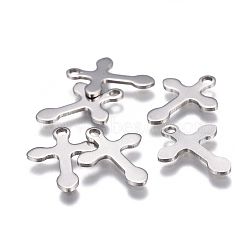 Tarnish Resistant 304 Stainless Steel Pendants, Cross, Stainless Steel Color, 16x12x0.8mm, Hole: 1.5mm(STAS-F207-30P)