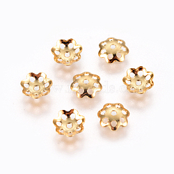 304 Stainless Steel Bead Caps, Multi-Petal, Flower, Golden, 6x1.5mm, Hole: 0.8mm(X-STAS-F227-39-G)