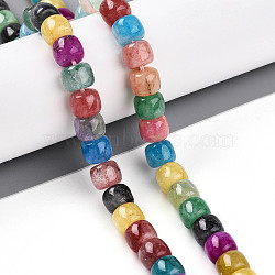 Natural Quartz Crystal Beads Strands, Dyed, Barrel, Mixed Color, 8.2x6.5~7mm, Hole: 1mm, about 57~58pcs/strand, 15.20~15.47''(38.6~39.3cm)(G-T139-54B)