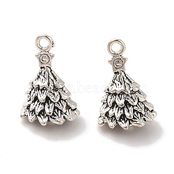 Tibetan Style Alloy Pendants, Lead Free & Cadmium Free, Christmas Tree, for Christmas, Antique Silver, 18x12x12mm, Hole: 2mm(X-TIBEP-GC101-AS-RS)