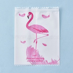 Plastic Bags, with Words & Flamingo Pattern Printed, Pastry Candy Bags for Cookie, Wedding Party, Gift Giving, Pink, 9.2x6.9x0.02cm(PE-K001-01)