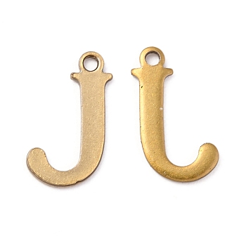 304 Stainless Steel Alphabet Charms, Antique Bronze, Letter.J, 12x7x1mm, Hole: 1mm