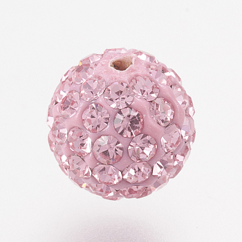 Czech Rhinestone Beads, PP8(1.4~1.5mm), Pave Disco Ball Beads, Polymer Clay, Round, 223_Light Rose, 6mm, Hole: 1.5mm, 45~50pcs rhinestones/ball
