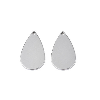 304 Stainless Steel Pendants, Teardrop, Stainless Steel Color, 20x11.5x1mm, Hole: 1.2mm