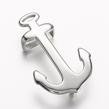 304 Stainless Steel Anchor Hook Clasps, For Leather Cord Bracelets Making, Stainless Steel Color, 39x24x9.5mm, Hole: 1.5x5mm