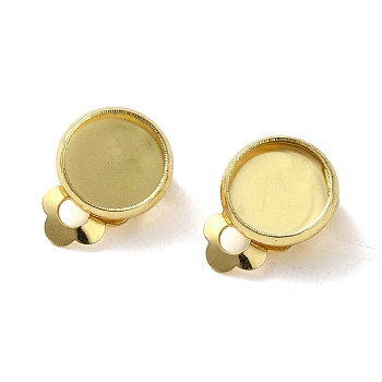 316 Stainless Steel Clip-on Earring Findings, Earring Settings, Flat Round, Golden, Tray: 10mm, 16x12x7.5mm, Hole: 3mm