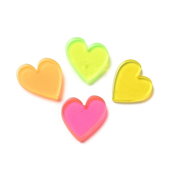 Acrylic Cabochons, Heart, Mixed Color, 17x16x2.5mm