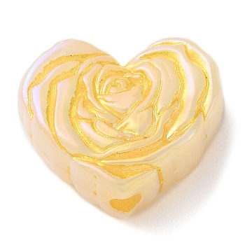 Metal Enlaced Heart Rose Opaque Acrylic Bead, DIY Jewelry Bead, Moccasin, 19.5x23x9.5mm, Hole: 3.5mm