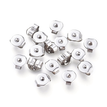 304 Stainless Steel Ear Nuts, Friction Earring Backs for Stud Earrings, 5.5x6x3mm, Hole: 0.8mm