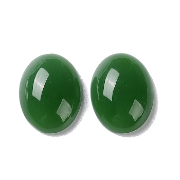 Glass Cabochons, Ovall, Green, 18x13x5mm