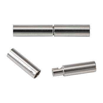 304 Stainless Steel Bayonet Clasps, Column, Stainless Steel Color, 21x3mm, Hole: 2.5mm