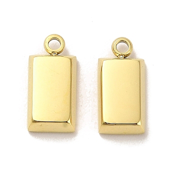 304 Stainless Steel Charms, Rectangle Charms, Real 14K Gold Plated, 13x6.5x3mm, Hole: 1.6mm