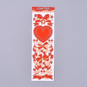Bowknot Ribbon Pattern Decorative Labels Stickers, DIY Handmade Scrapbook Photo Albums, Red, 165x50x0.5mm, Pattern: 4~45mm