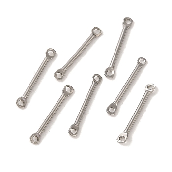304 Stainless Steel Connector Charms, Bar Links, Stainless Steel Color, 15x2x1mm, Hole: 1mm