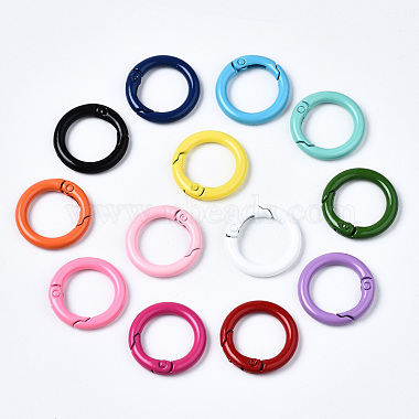 Spray Painted Eco-Friendly Alloy Spring Gate Rings(PALLOY-T080-01-NR)-2