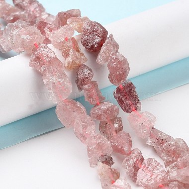 Brins de perles de quartz synthétiques brutes et brutes à la fraise(G-B065-C08)-2