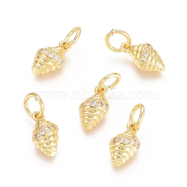 Golden Clear Shell Brass+Cubic Zirconia Charms