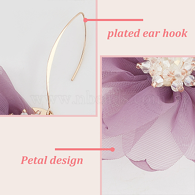 2 Pairs 2 Colors Lace Flower with Crystal Rhinestone Dangle Earrings(EJEW-AN0001-20)-3