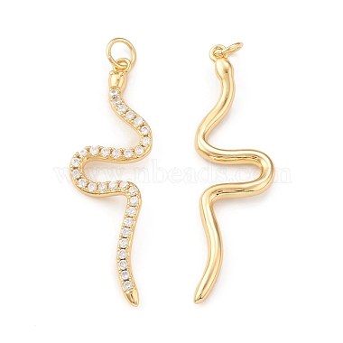 Real 18K Gold Plated Clear Snake Brass+Cubic Zirconia Pendants