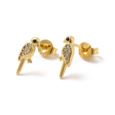 Rack Plating Brass Micro Pave Clear Cubic Zirconia Bird Stud Earrings(EJEW-F301-24)-3
