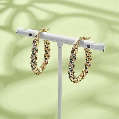 Brass Micro Pave Cubic Zirconia Hoop Earrings for Women(EJEW-U033-01G)-3