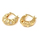 Croissant Brass Hoop Earrings with Clear Cubic Zirconia(EJEW-Q791-04G)-2