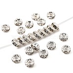 Rack Plating Brass Crystal Rhinestone Rondelle Space Beads, for DIY Jewelry, Bracelets, Necklaces & Crafts, Silver, 4x2mm, Hole: 1mm(RB-D303-S)