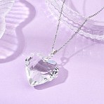 Valentine's Day Faceted Clear Glass Heart Pendant 304 Stainless Steel Cable Chain Necklaces for Women, Stainless Steel Color, 17.83 inch(45.3cm)(NJEW-JN06074-02)