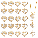 40Pcs Alloy Pendants, with Rhinestone, Heart, Golden, 19x18x3mm, Hole: 2mm(FIND-UN0016-33)
