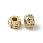 Brass Micro Pave Cubic Zirconia Beads, Lead Free & Cadmium Free, Long-Lasting Plated, Rack Plating, Column, Real 18K Gold Plated, 4.5x7mm, Hole: 2.5mm(KK-D324-20G)