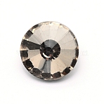 Glass Rhinestone Button, with Iron Tray, Furniture Decorate, Flat Round, Jonquil, 25x17.5~18.5mm, Hole: 3mm(BUTT-WH0015-21E-04)